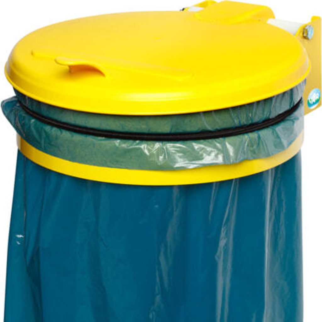 Müllsackhalter - Wandgerät - Stahl - Deckel Kunststoff - für 120 l Säcke - 370 x 465 mm (BxT) - verkehrsgelb
