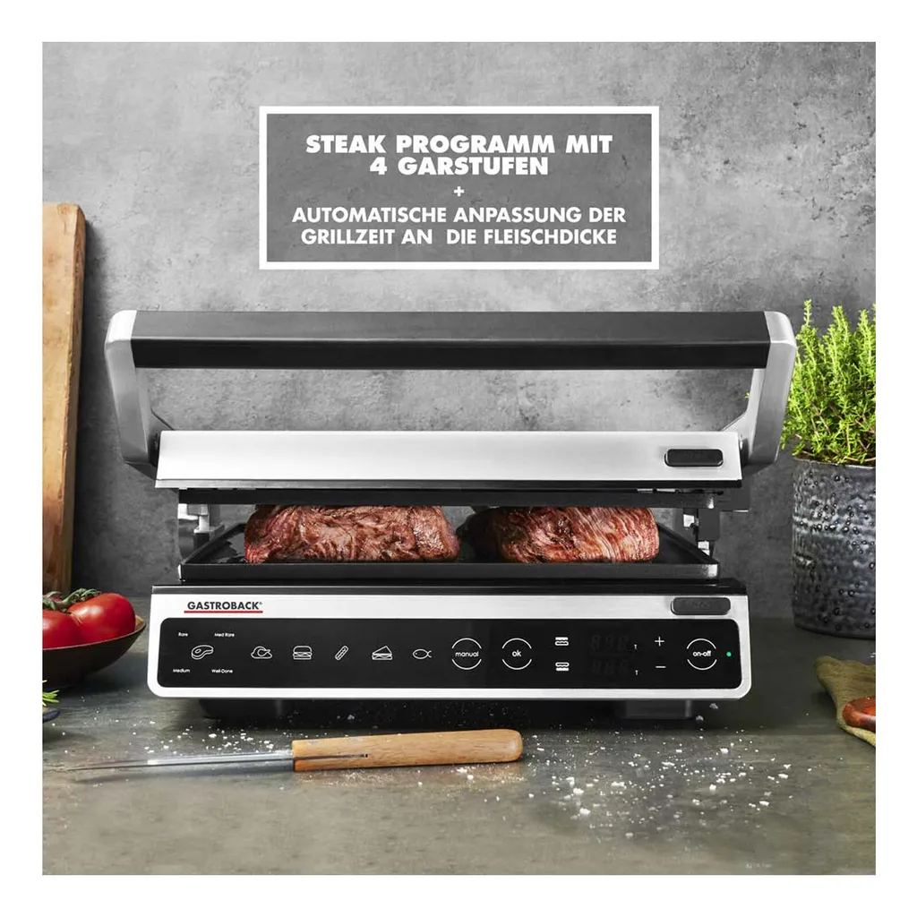 Gastroback Gril de contact Design BBQ Advanced Smart avec sonde de cuisson - 7