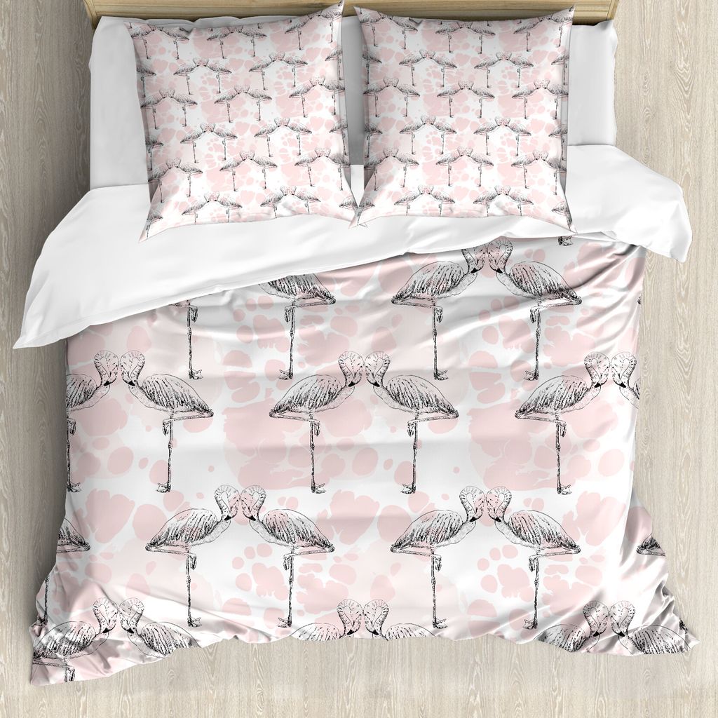 ABAKUHAUS Romantisch Bettbezug, Herz-Liebe Valentines, Milbensicher Allergiker geeignet mit Kissenbezügen, 200 cm x 200 cm - 80 x 80 cm, Pale Pink...