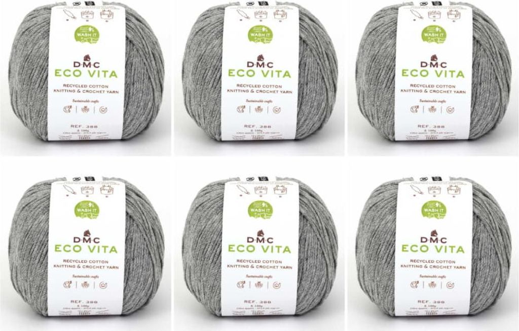 6x DMC Eco Vita – nachhaltiges Garn aus 80 % recycelter Baumwolle und 20 % Fasern, 388 (Farbe 112)