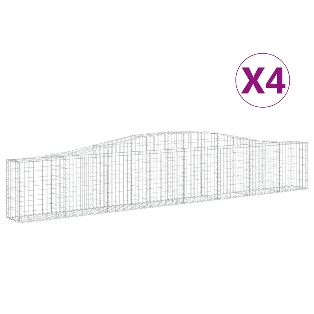 Gabionen mit Hochbogen 4 Stk. 400x30x60/80 cm Verzinktes Eisen