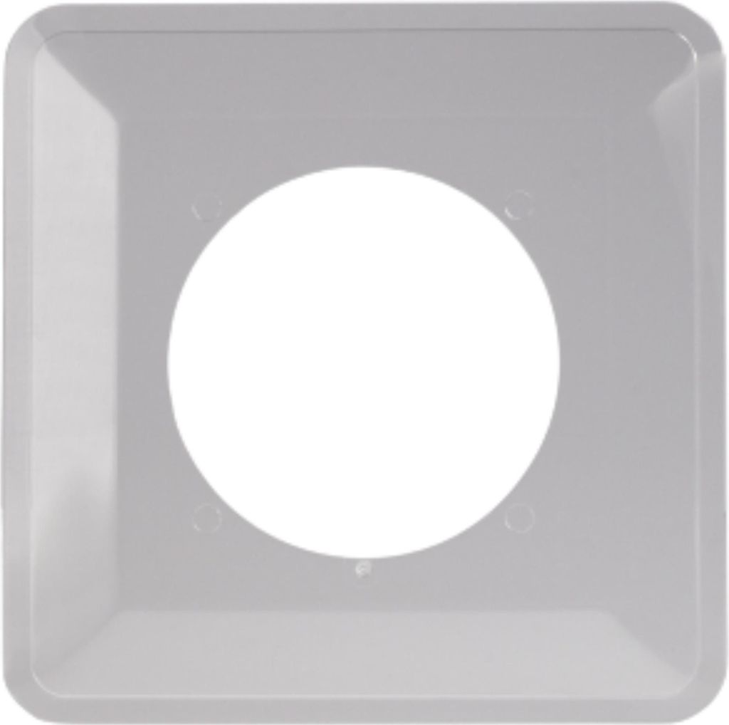 A single, light gray wall plate with a circular cutout in the center, shown against a white background.