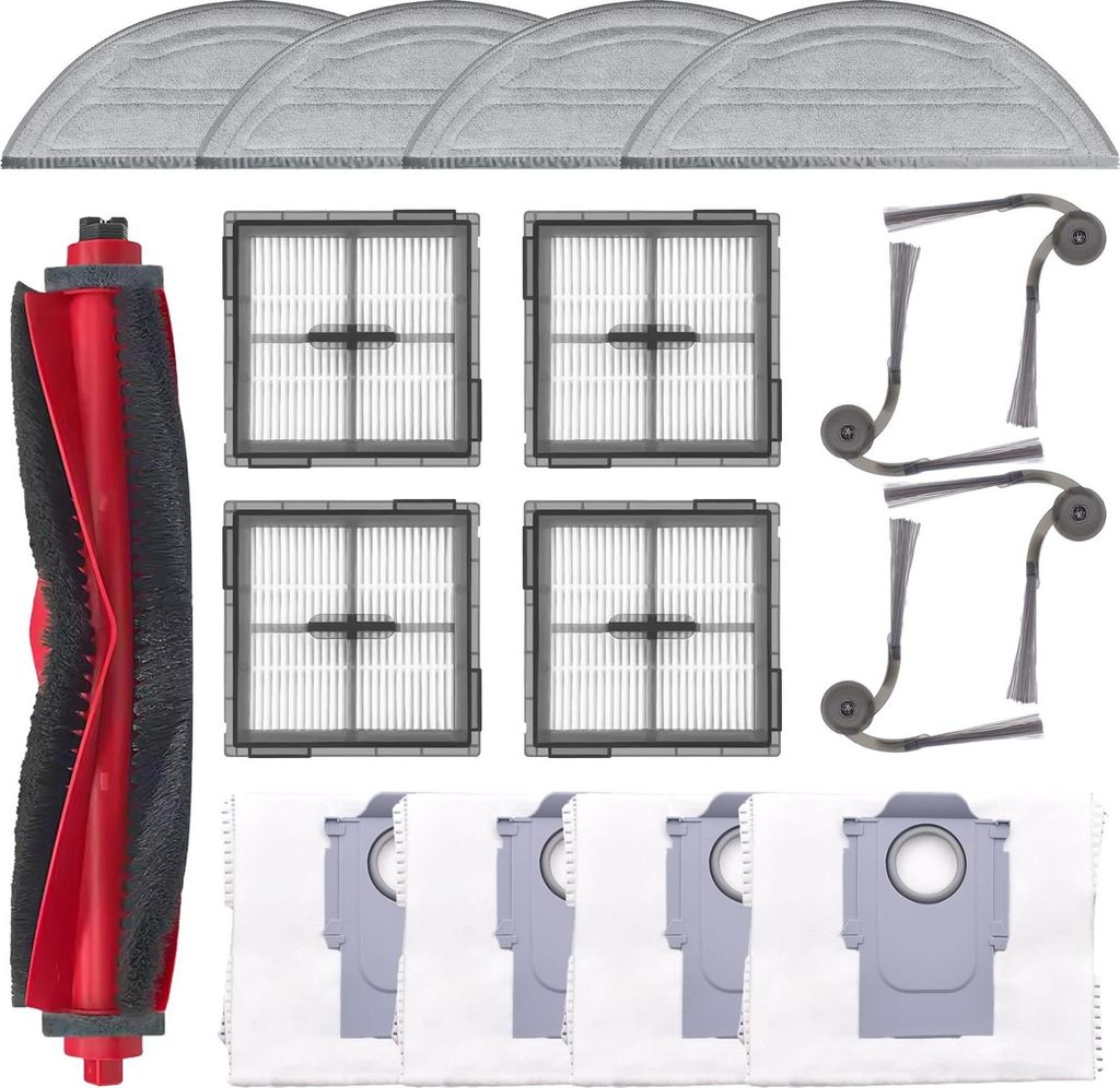 VERCO Ersatzteile für Roborock Q10 S5 + Q10V Plus 17tlg Zubehör Bürsten Filter Beutel