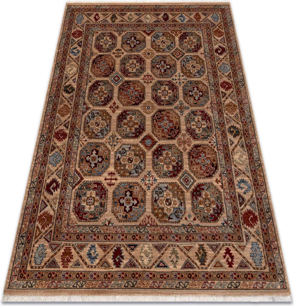 Teppich Wolle KESHAN Franse, Rahmen, orientalisch 7874/53555 beige / terrakotta beige 80x145 cm