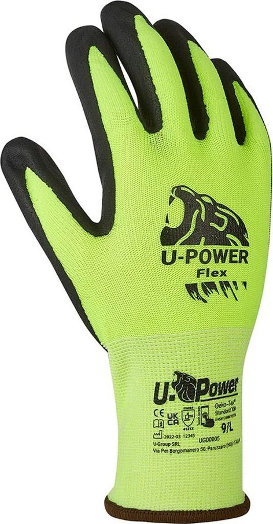 U-Power Flex Arbeitshandschuhe Sicherheits-Nylon-Touchscreen Grün 10/XL