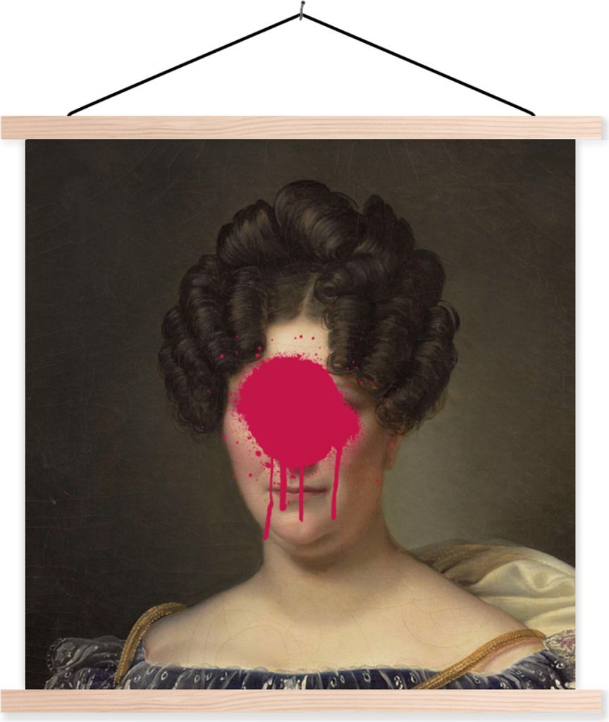 MuchoWow Textilposter Johanna Henriette Engelen - Dubois Drahonet - Gemälde 120x120 cm mit holzfarbenen Rahmen - Textil-Poster