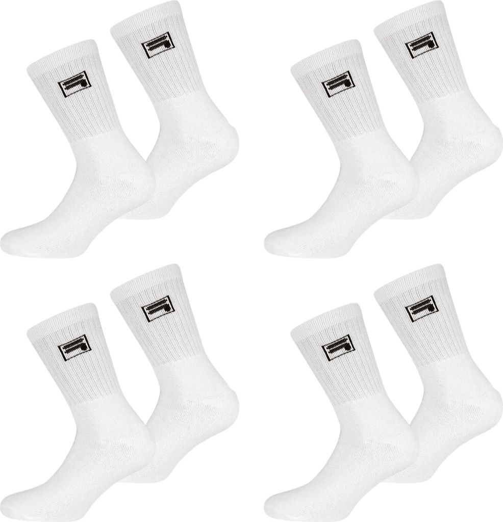 FILA Tennis Socken Herren Damen F9000 Crew - Farbe: weiss 8 Paar - Größe: 39-42