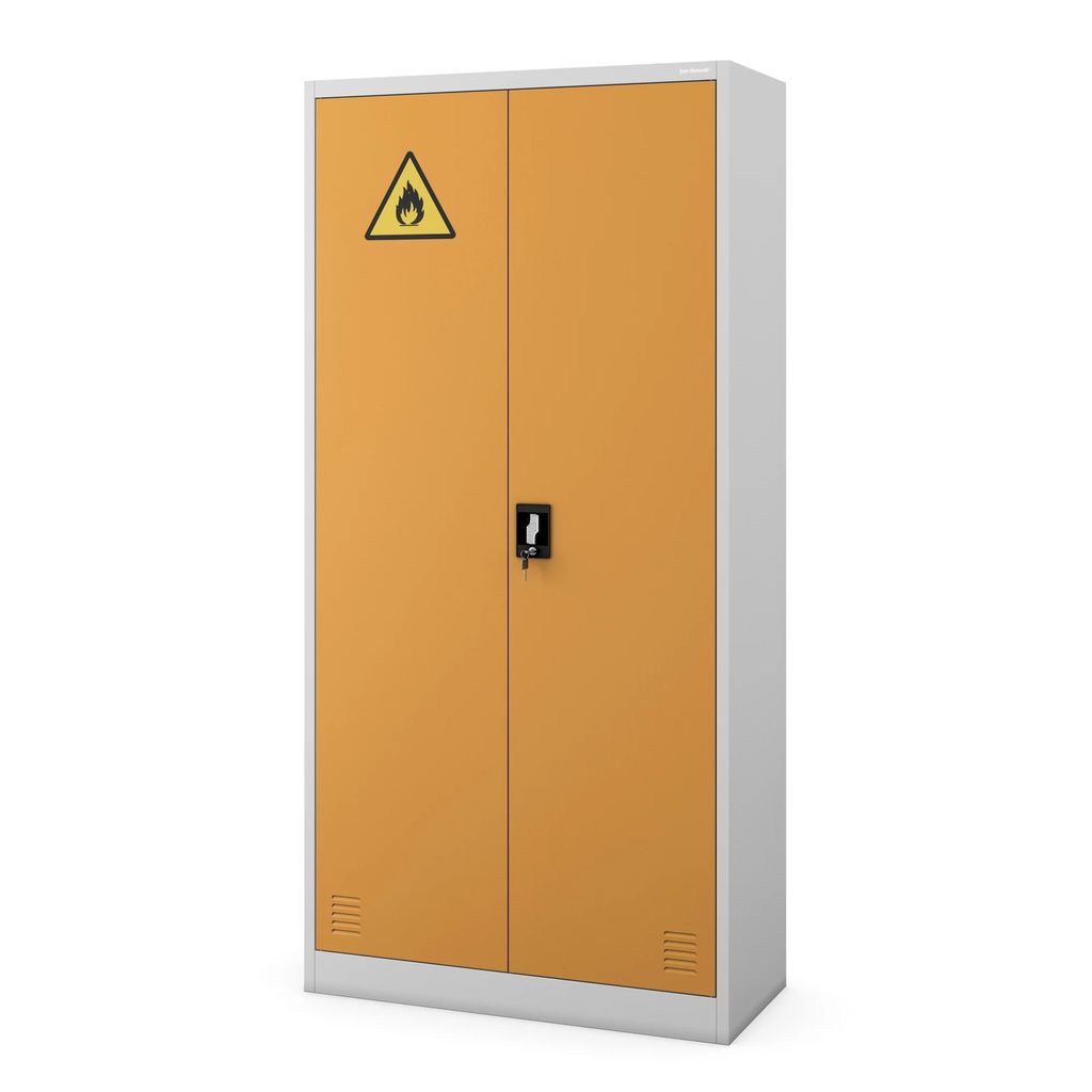 Jan Nowak Umweltschrank Gefahrstoffschrank Pflanzenschutzschrank Chemikalienschrank Spritzmittelspind MARIA 185 x 90x 40 cm grau-gelb