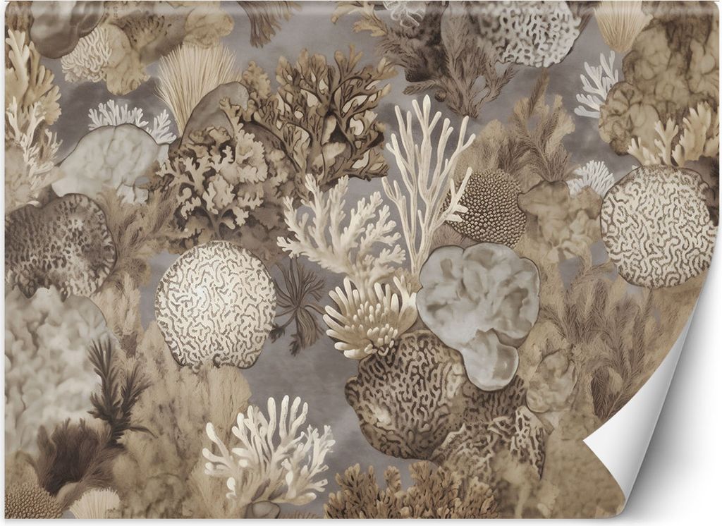 Vlies fototapete Meerestiere und -pflanzen 200x140 cm Feeby Beige inkl. Kleber einfache Montage