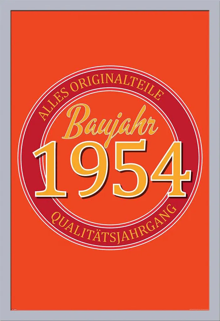 Regalo 70 Anni: Poster 1954 Vintage e Cornice Maxi MDF Argento