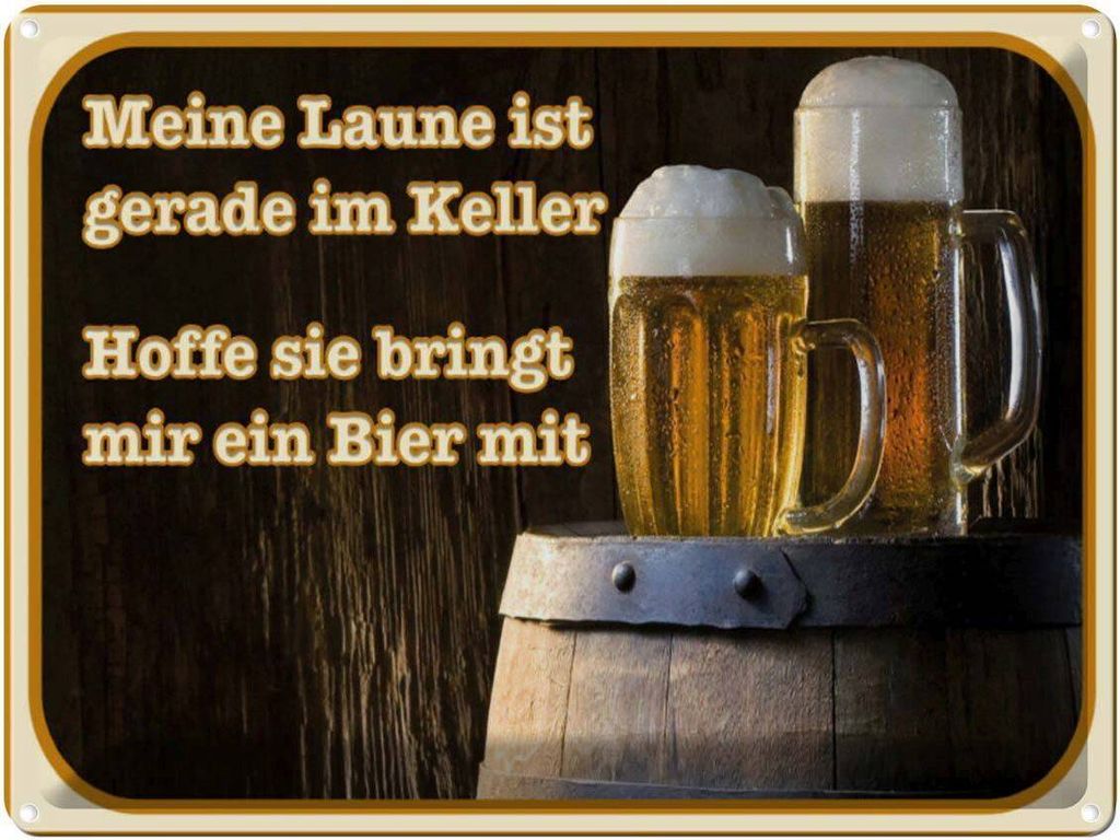 vianmo Blechschild 30x40 cm Bier Laune gerade im Keller hoffe sie Spruch Zitat