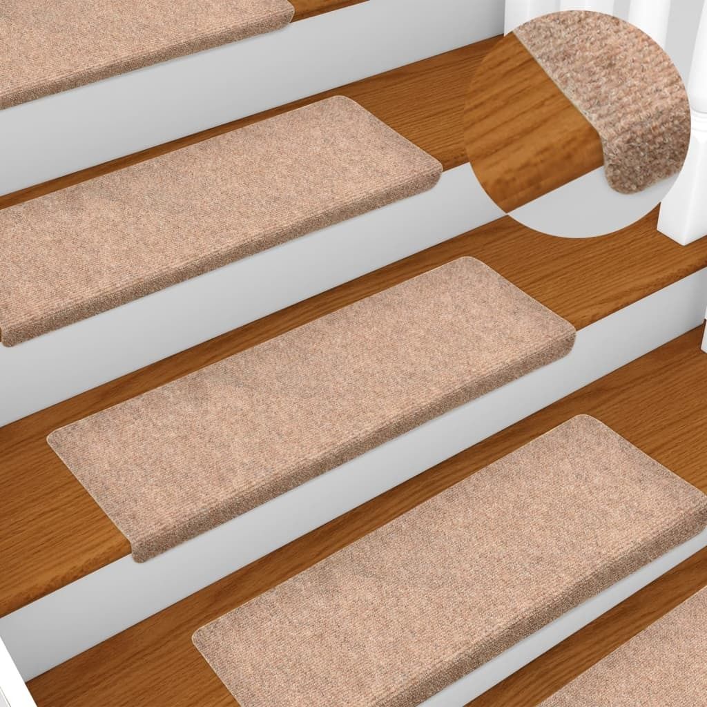 The Living Store Treppenmatten 10 Stk. Braun 65x21x4 cm Nadelvlies