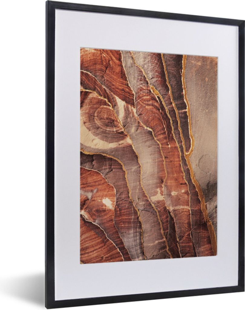 MuchoWow MuchoWow Gerahmtes Poster Sandstein in Petra Jordanien 30x40 cm - Poster mit zchwarzem Bilderrahmen - Wandposter Schlafzimmer