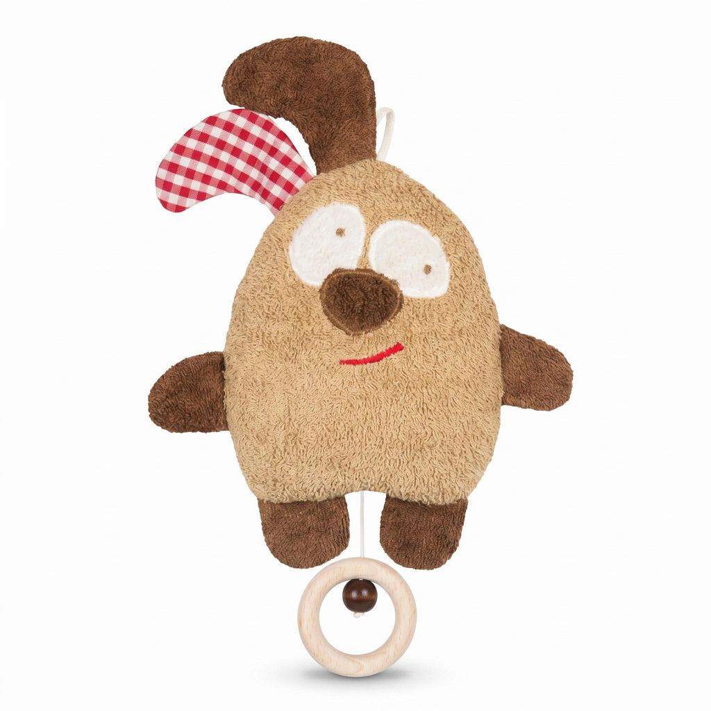Efie Baby Spieluhr beige – Melodie Mozarts Wiegenlied, Kuschelspieluhr aus kbA Baumwolle, Germany