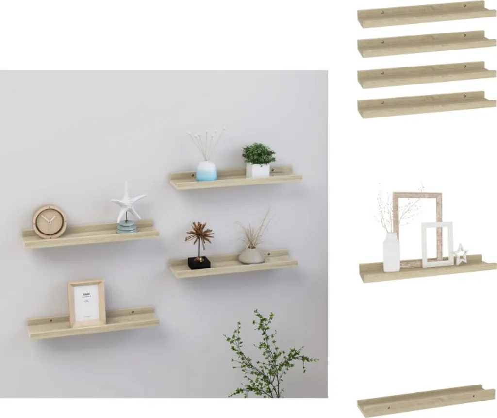 vidaXL Lot de 4 Étagères murales Chêne Sonoma 40x9x3 cm pour la Maison