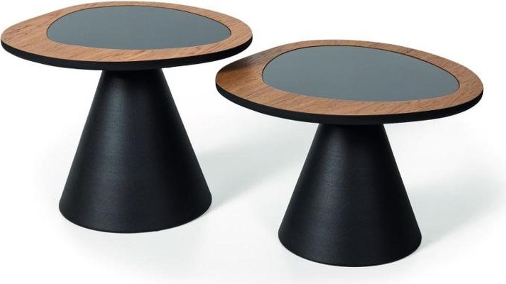 Designer Couchtisch Set 2x Tisch Wohnzimmer Stil Schwarzer 2tlg. Möbel