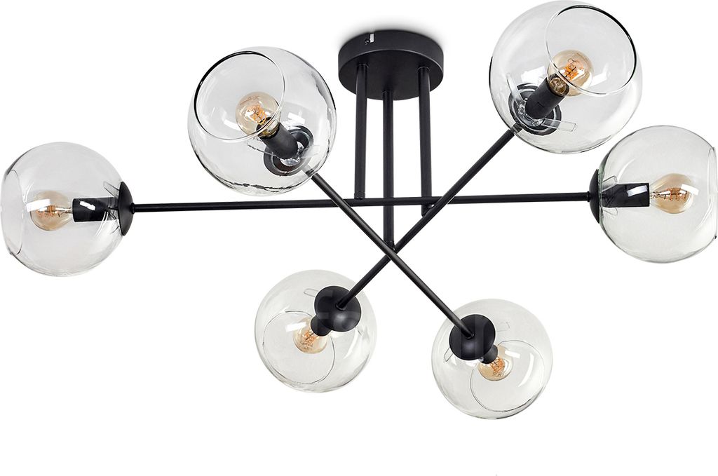 Cesaro Deckenlampe aus Metall/Glas in Schwarz/Klar