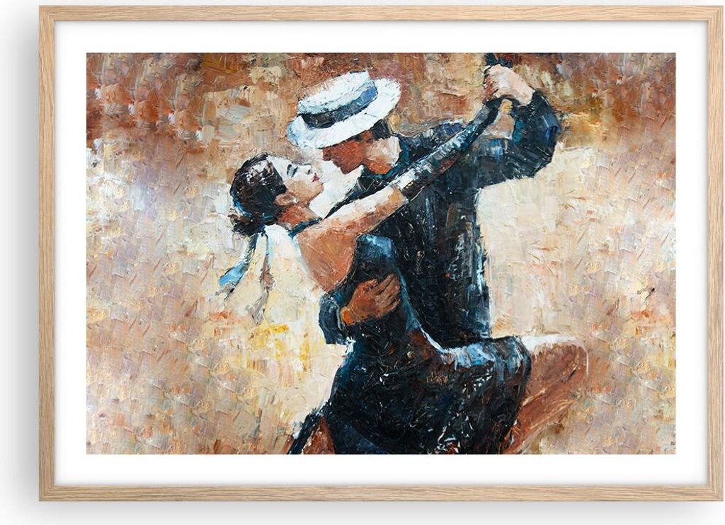 Gerahmtes Poster - Rahmen in heller Eiche - tanzen sie - 70x50 cm - Wand Bild - Wanddeko - Wandbilder - Kunstposter - Wandposter - Bilderrahmen - B...