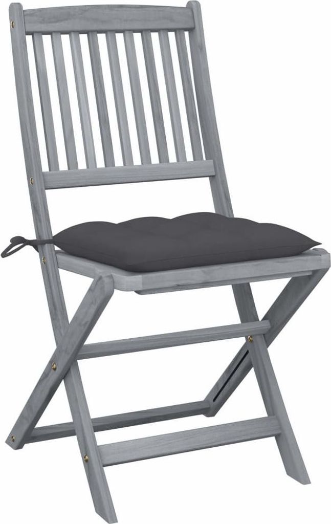 vidaXL Klappbare Gartenstühle 6 Stk. mit Kissen Massivholz Akazie