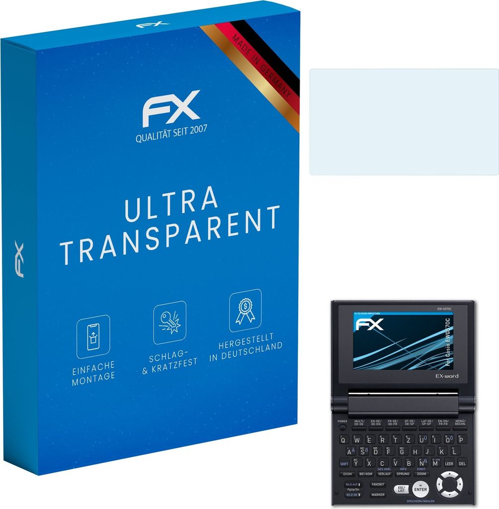 atFoliX FX-Clear 2x Schutzfolie kompatibel mit Casio EWG570C Displayschutzfolie