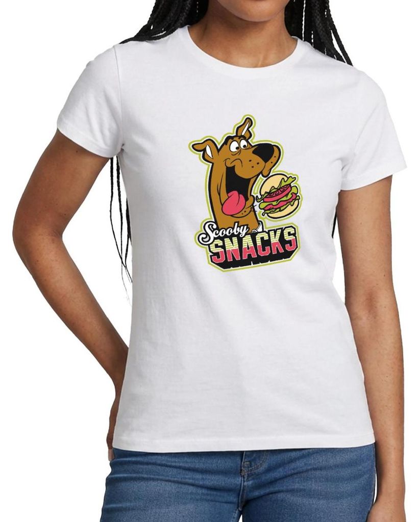 Spreadshirt Scooby-Doo Scooby Snacks Mit Burger Frauen T-Shirt, XXL, Weiß