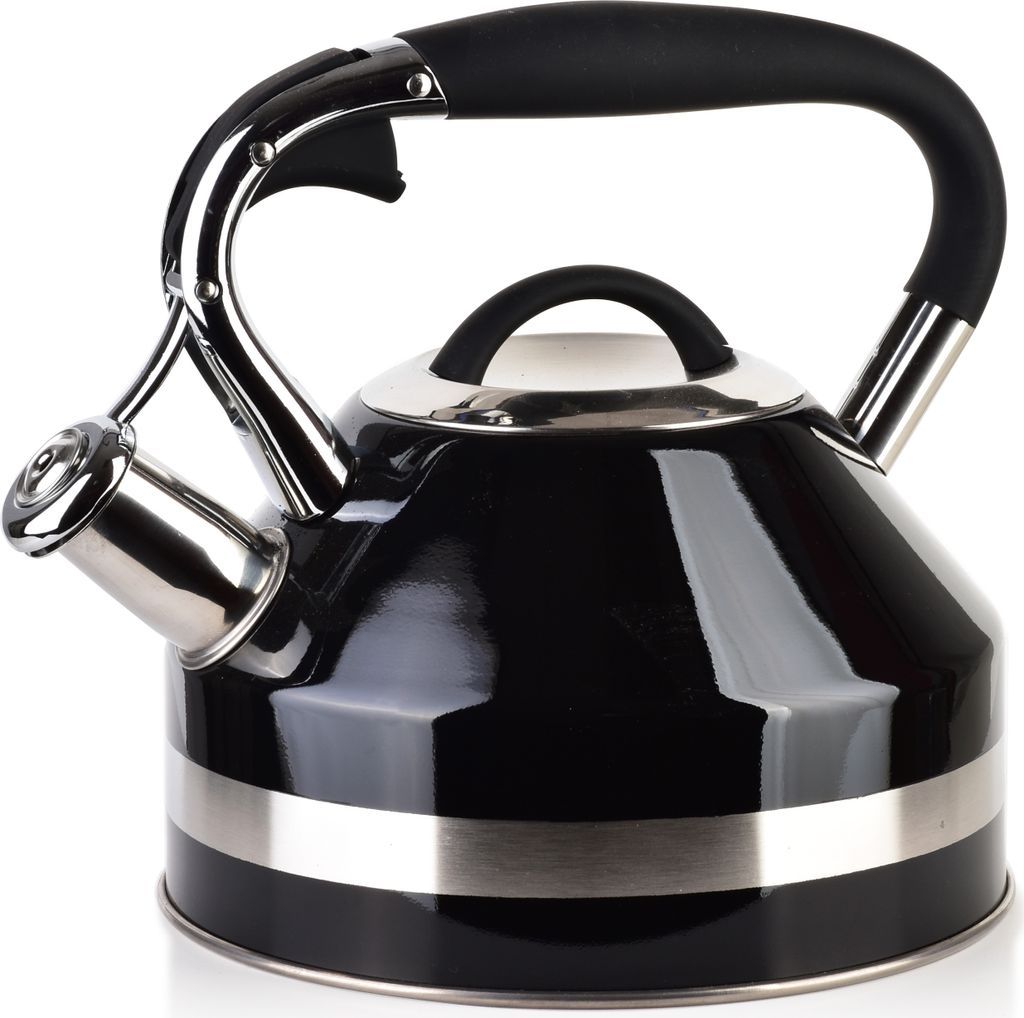 Mondex | Flötenkessel - Georg - 2L - Schwarz - Elegantes Design - Hochwertiger Edelstahl