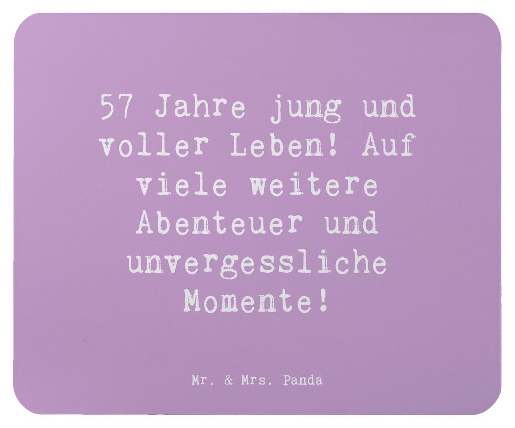 Mr. & Mrs. Panda Mauspad Spruch 57. Geburtstag Jubel - Lavendeltraum - Geschenk, laptop, Erfahrungen, Happy Birthday, Mouse Pad, Erinnerung, Alter,...
