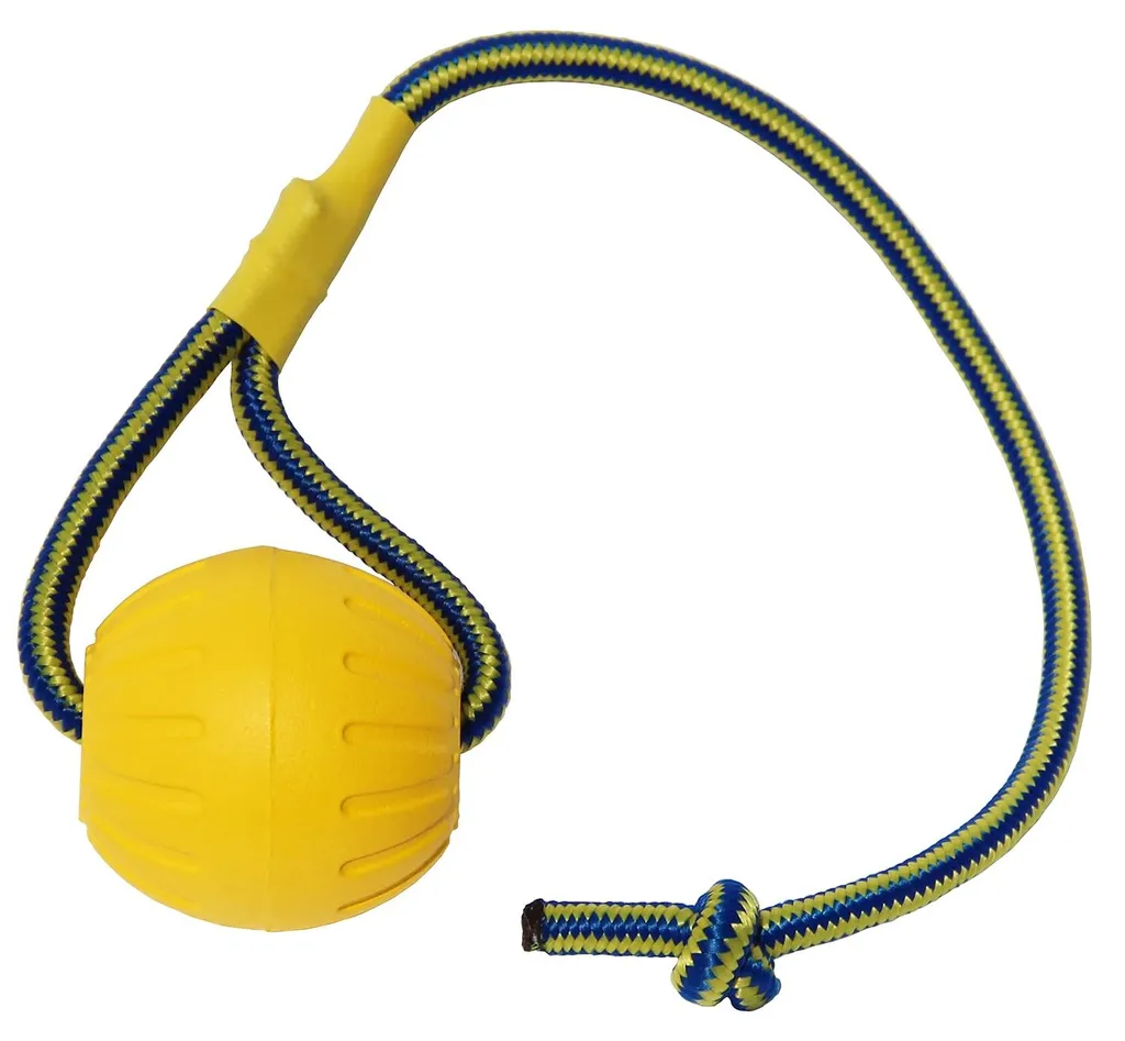 Balle pour chien incassable en Durafoam avec corde de lancer robuste