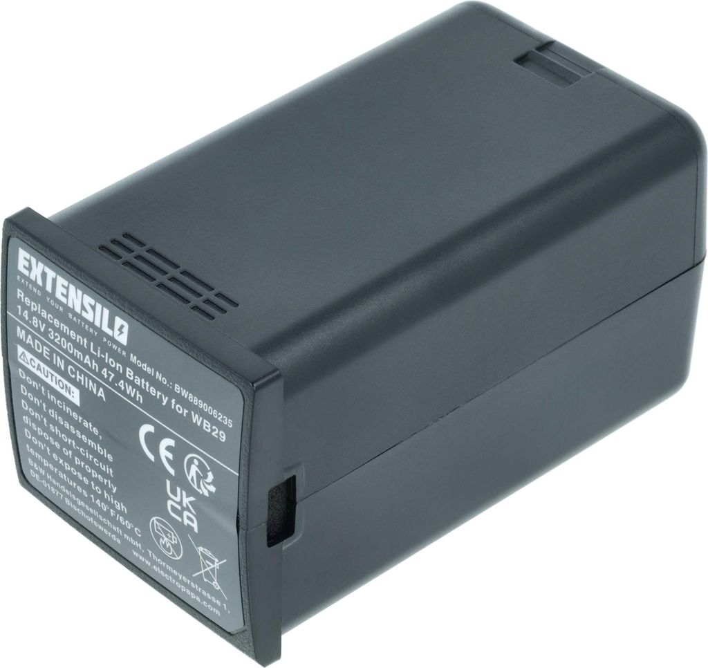 EXTENSILO Akku kompatibel mit Godox WB300P, AD200, AD200pro, AD300 Pro Flash Blitzgerät, Kamera-Blitz (3200 mAh, 14,8 V, Li-Ion)