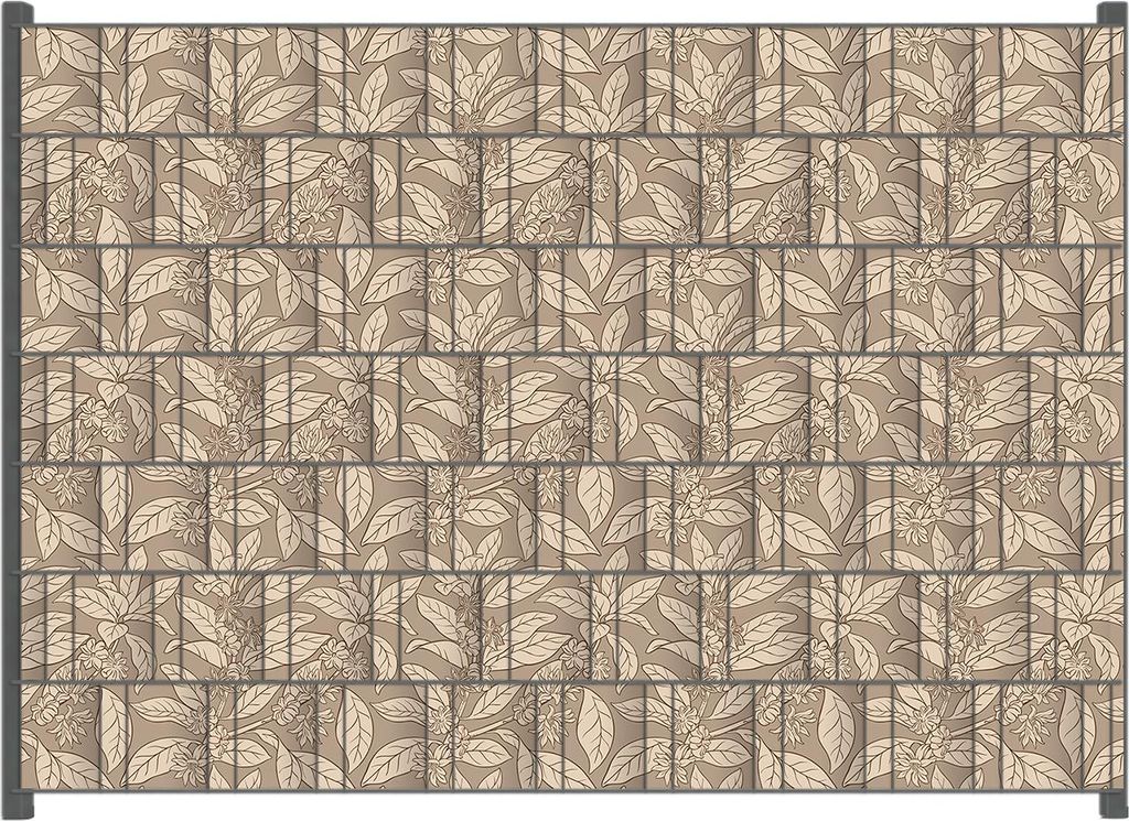Wallario Zaunsichtschutz mit Motiv Florales Muster für Ein- und Doppelstabmatten Zäune in der Größe 200 x 140 cm