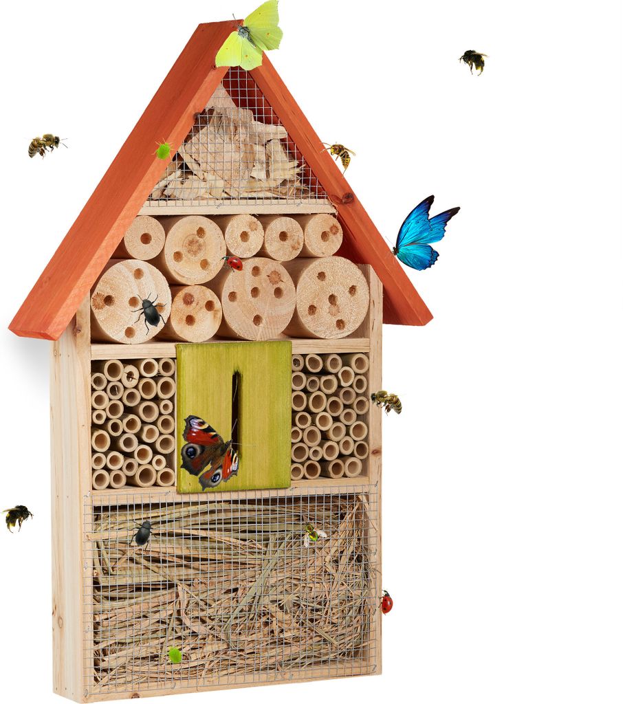 Insektenhotel bunt 47x31x7 cm mit 6 Fächern, Produktbild 