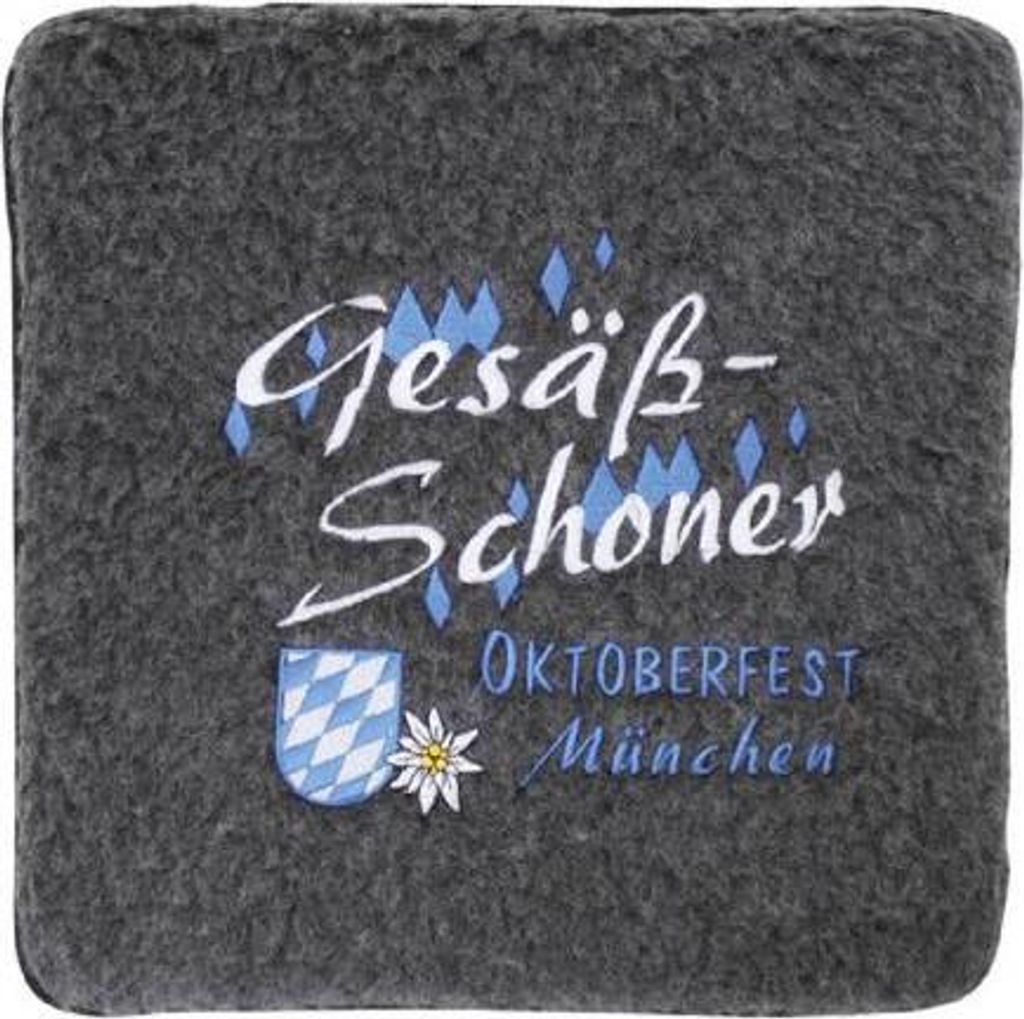 Schurwoll- Sitzkissen mit Einstickung - Gesäßschoner - 30018 - Schurwoll Sitzkissen