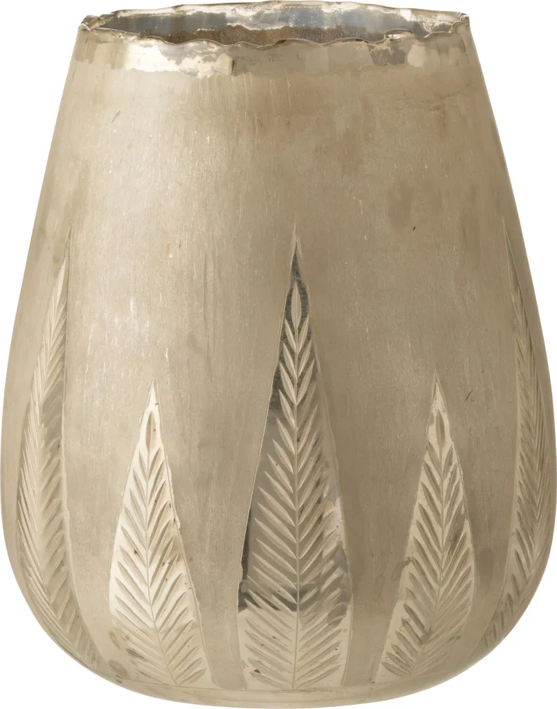 Porte-bougies à réchaud Zoe Rond J-Line en verre photophore doré medium