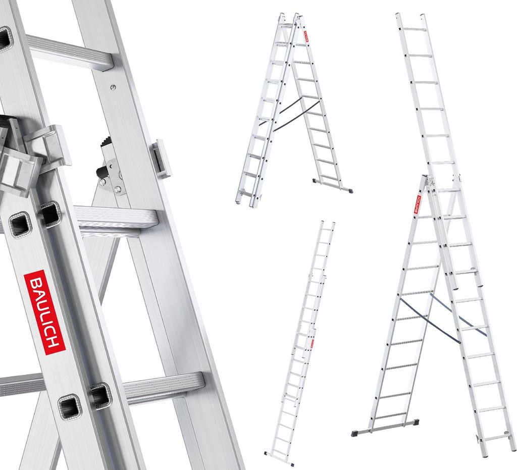 Baulich | Leiter - Aluminiumleiter - 3x10 Stufen - Produktbild 