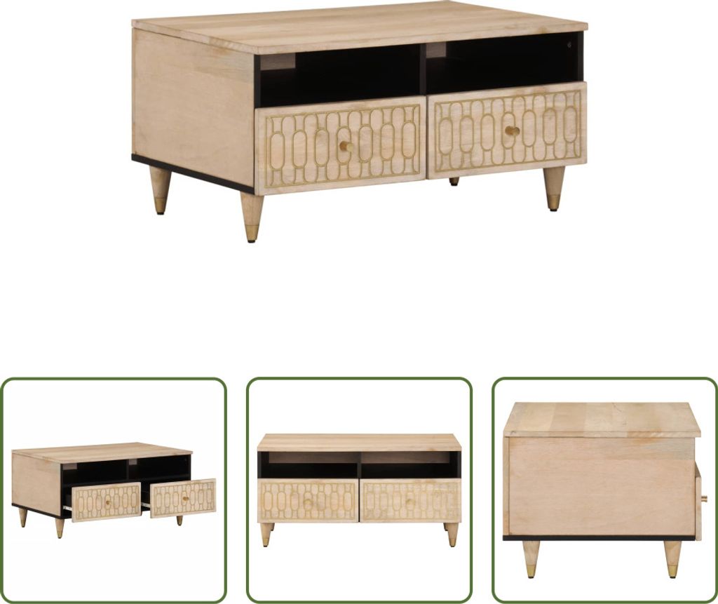The Living Store Couchtisch 80x54x40 cm Massivholz Mango