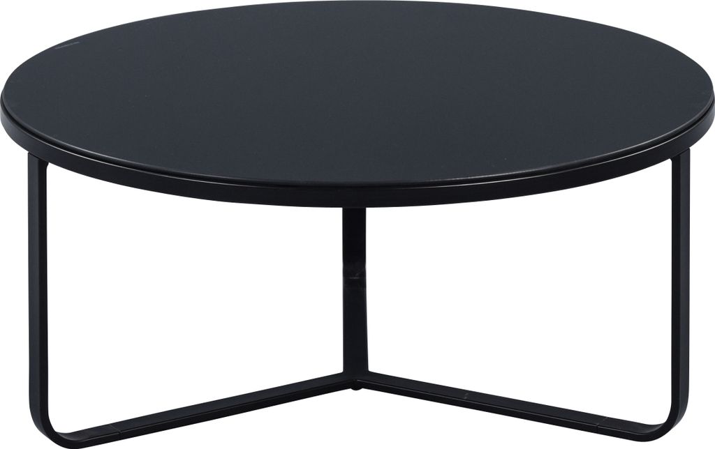 Couchtisch Boston 2 in schwarz - Glas, Metall - H=35,5cm D=80cm