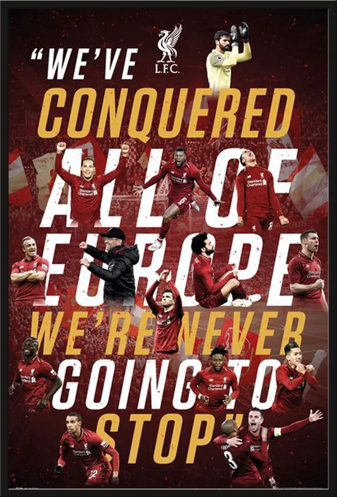 Affiche Liverpool FC Europe 2019 avec Cadre Shinsuke Maxi Noir 61x91,5 cm