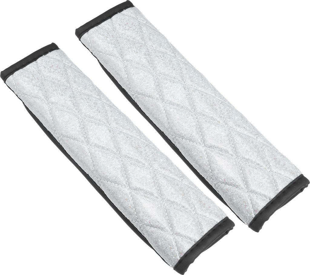 Universelle Autositzgurtabdeckung, Gurtkissen mit Glitzer-Schultergurt, 23x6,3 cm, Bequemer Nackenschutz, Polyester, Weiß, 1 Paar