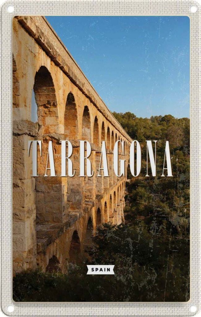 vianmo Blechschild 18x12 cm Tarragona Spain Hafenstadt Mittelalter Bildmotiv Reisemotiv Abenteuer Reisen Urlaub