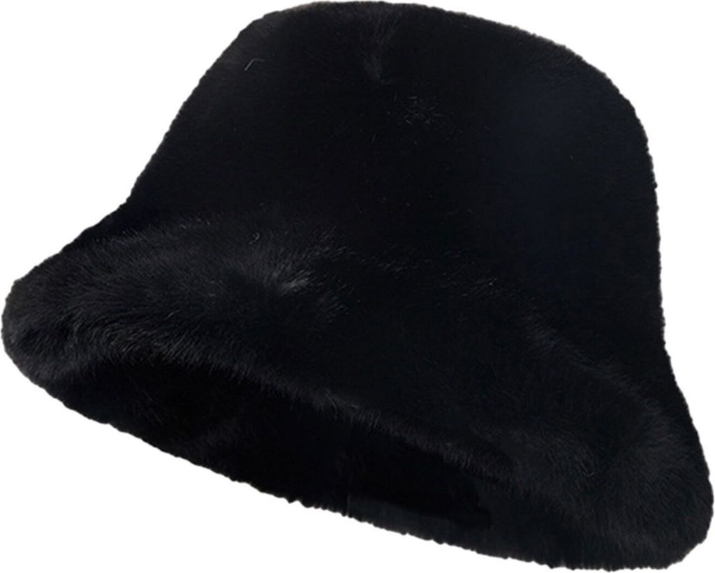 Damen Plüsch Modischer Fischerhut Skimütze Wintermütze Outdoor Thermomütze, Farbe: Schwarz