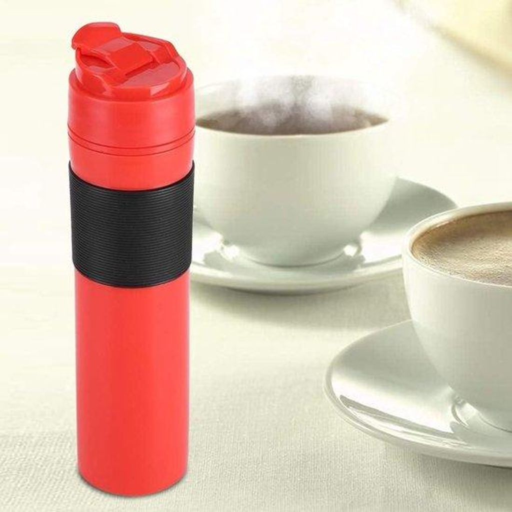 Handlicher Mini-Kaffee-Apparat - Manuell betriebene Kaffeemaschine für den Alltag, das Büro und Urlaube - Rot