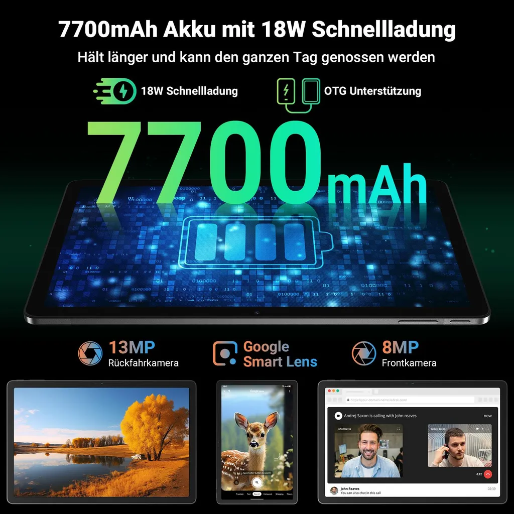 Blackview Tab 16 Pro Tablette 256Go avec Charge Rapide 18W et Écran IPS