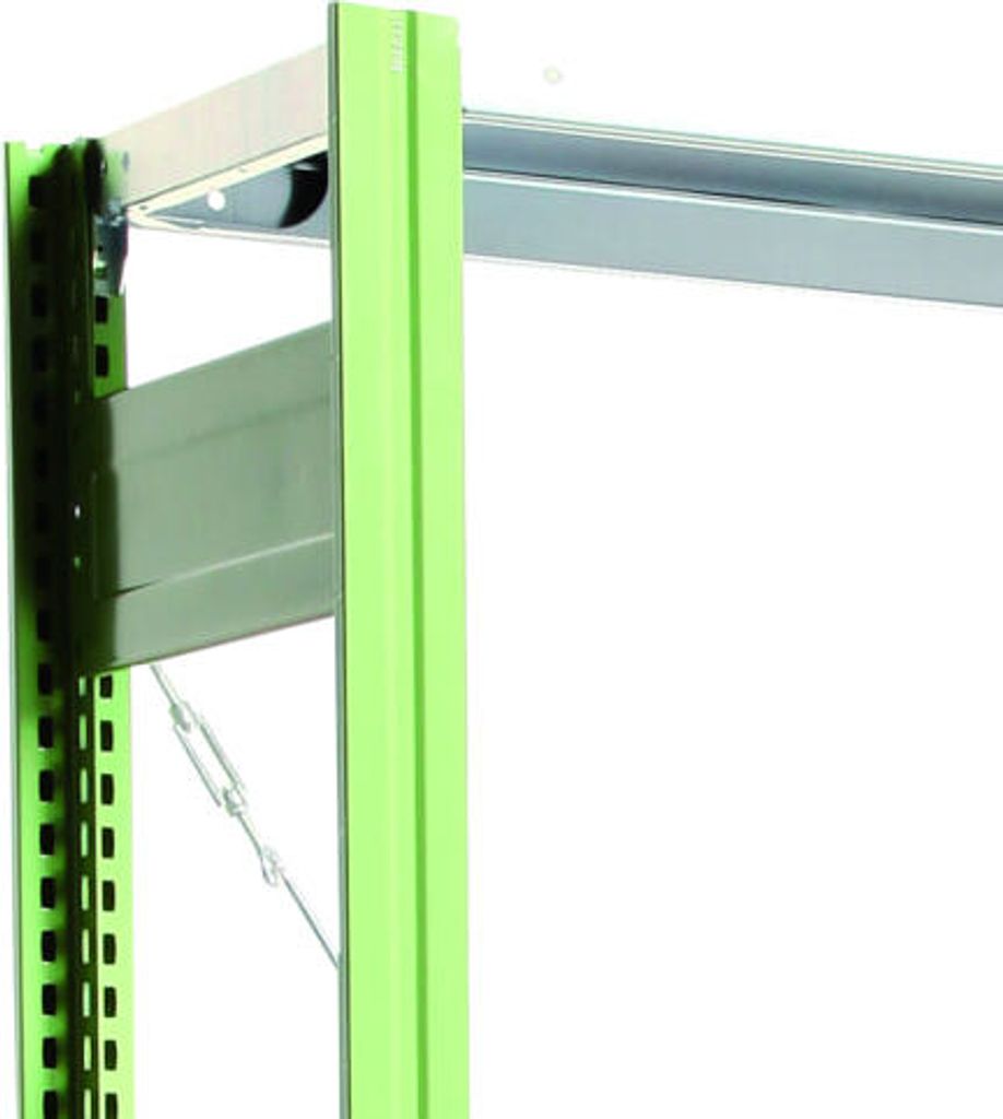 Fachbodenregal mit Tiefenriegel - 250 kg - 2.000 x 1.005 x 500 mm (HxBxT) - Anbauregal - Rahmen resedagrün - Böden verzinkt - Steckregal