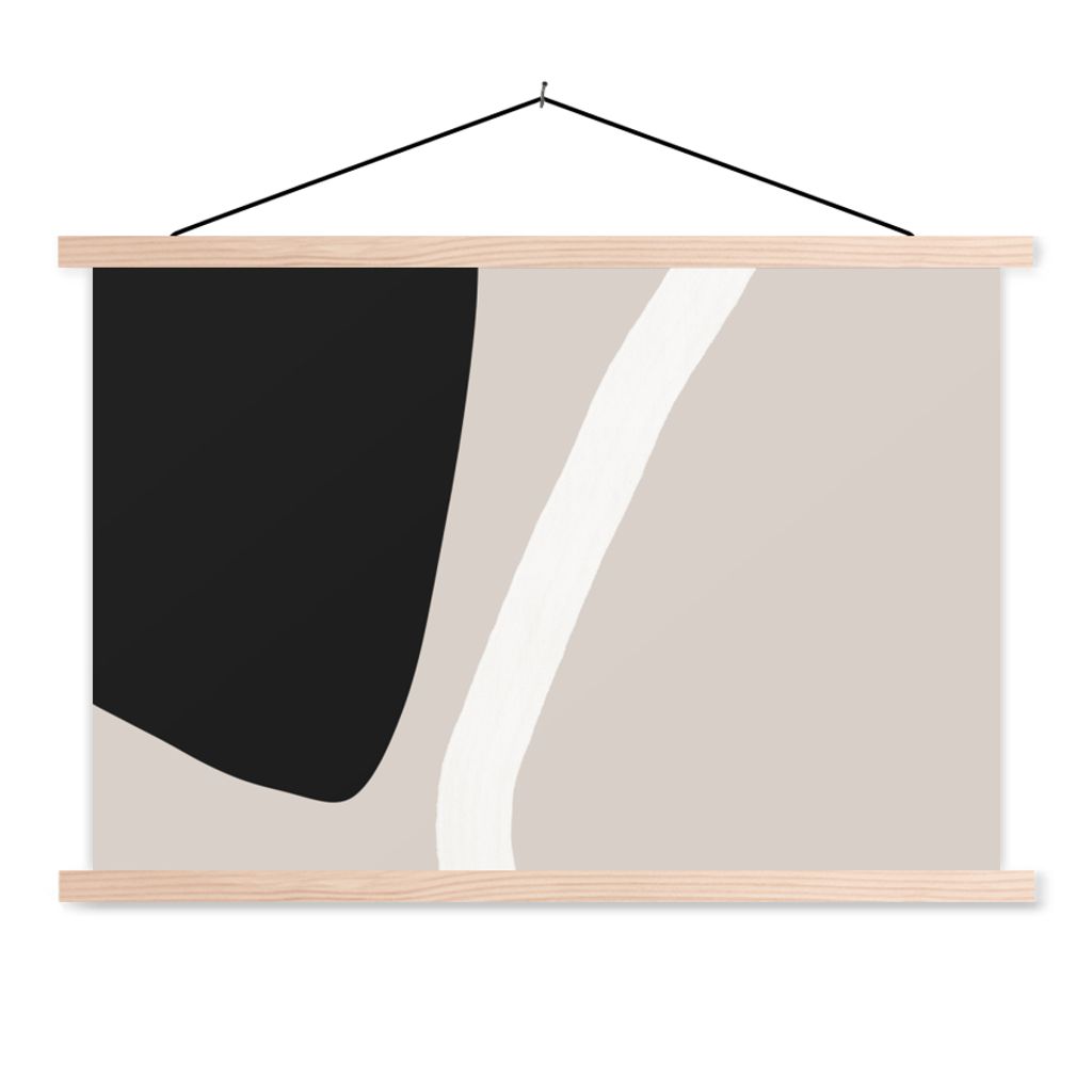 MuchoWow Textilposter Pastell - Minimalismus - Formen 120x80 cm mit holzfarbenen Rahmen - Aufhängeset