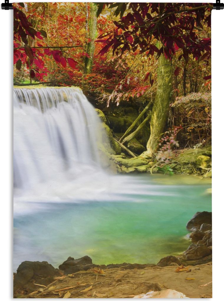 MuchoWow Wandteppich Wandbehang Herbst - Wasserfall - Natur 120x180 cm Tapisserie Dekoration Wandtuch - Schlafzimmer - Dekorationen für das Haus