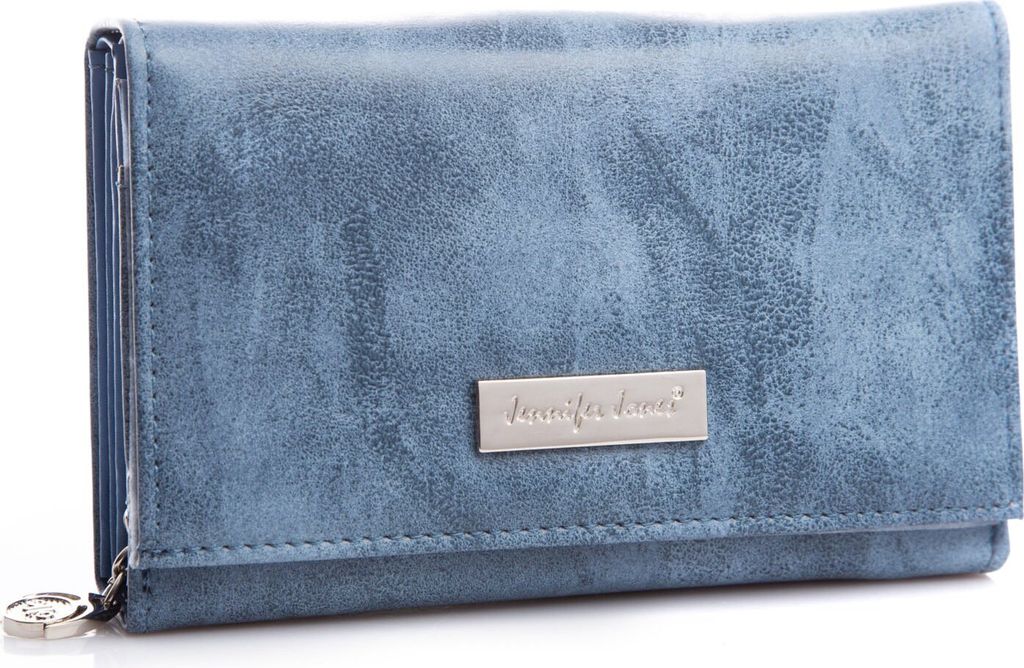Jennifer Jones Mittelgroßes Damen Portemonnaie Portmonee Geldbörse Kunstleder Blau