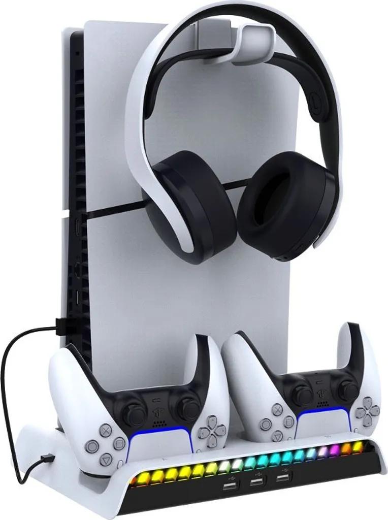 Station de charge ipega P5S006 RGB pour PS5 Slim - Support Blanc Pro - 6