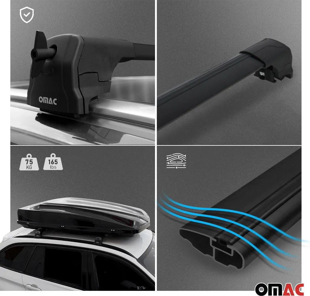 Barre Portapacchi OMAC In Alluminio Per Skoda Superb Kombi 2008-2023 – Portata 90 Kg, Profilo Aerodinamico, Con Guide A T, Colore Nero