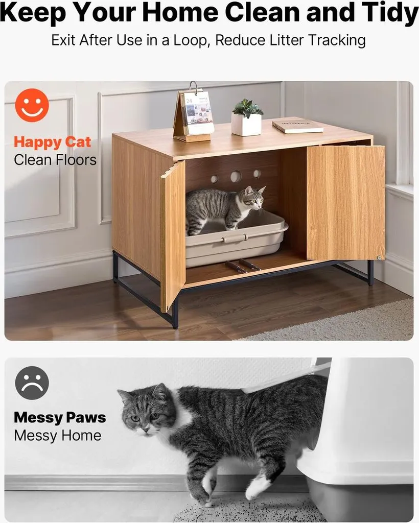 Cache litière chat anti-odeur et griffoir pour maison propre 80 cm - 2