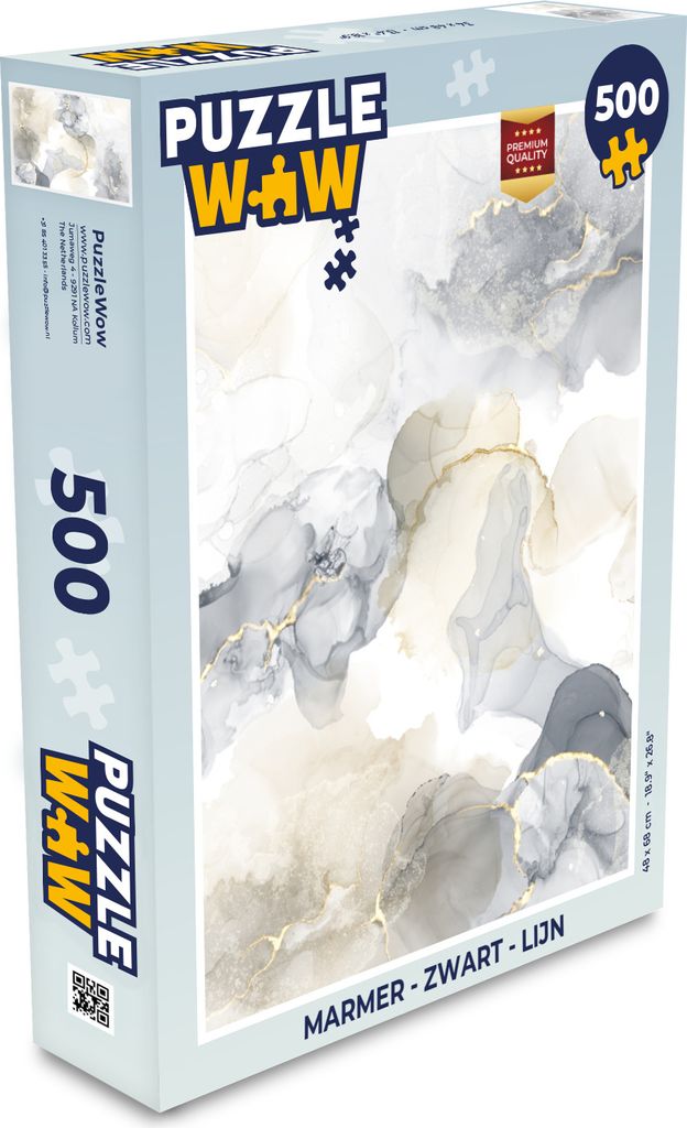 MuchoWow Puzzle 500 Teile Marmor - Schwarz - Linie - Denken - Spiel - Toy